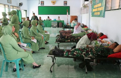 Sambut HUT TNI, Kodim Ngawi Gelar Baksos Donor Darah